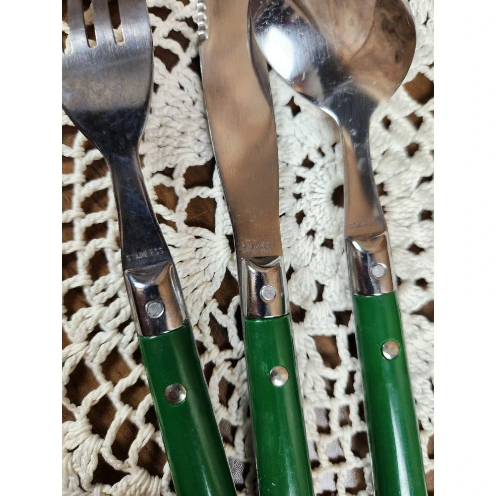 3-Pieces Washington Forge Mardi Gras Stainless Flatware Green